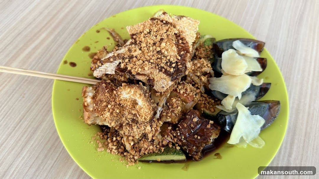 Plate of Fried Fish with Pickled Egg and Ginger