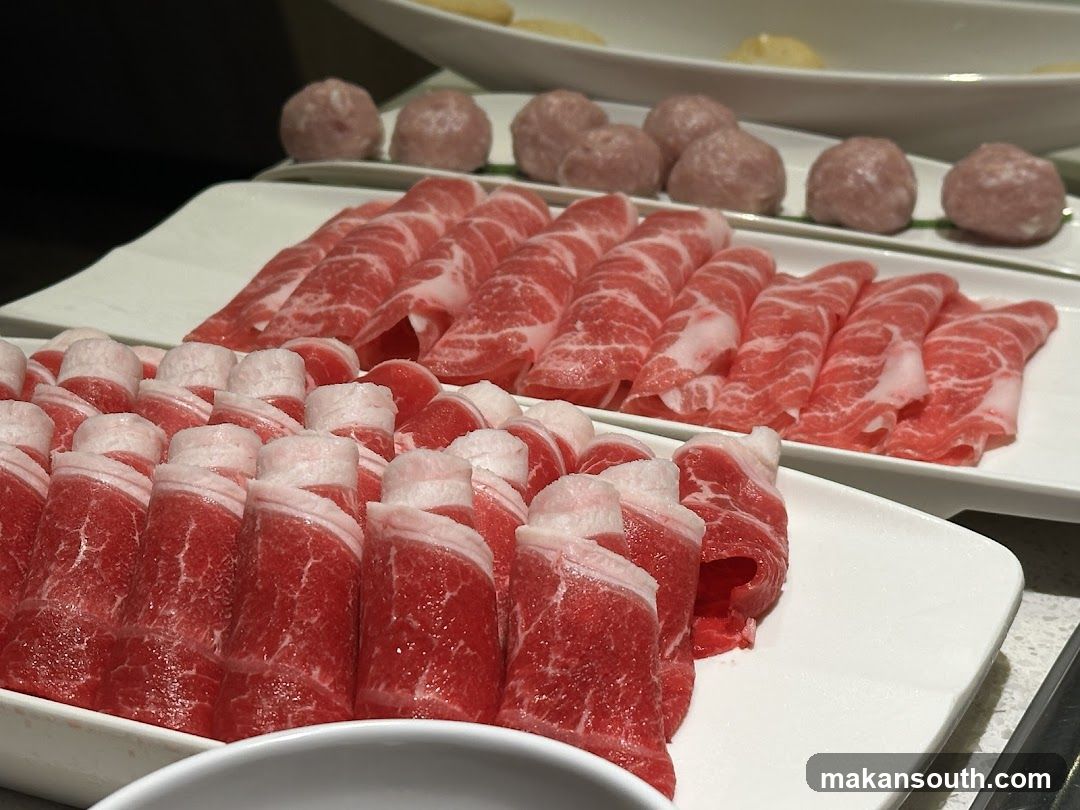 Raw Meat Slices and Meatballs