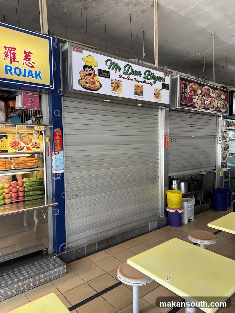 Food Stall Row with Closed Shutters