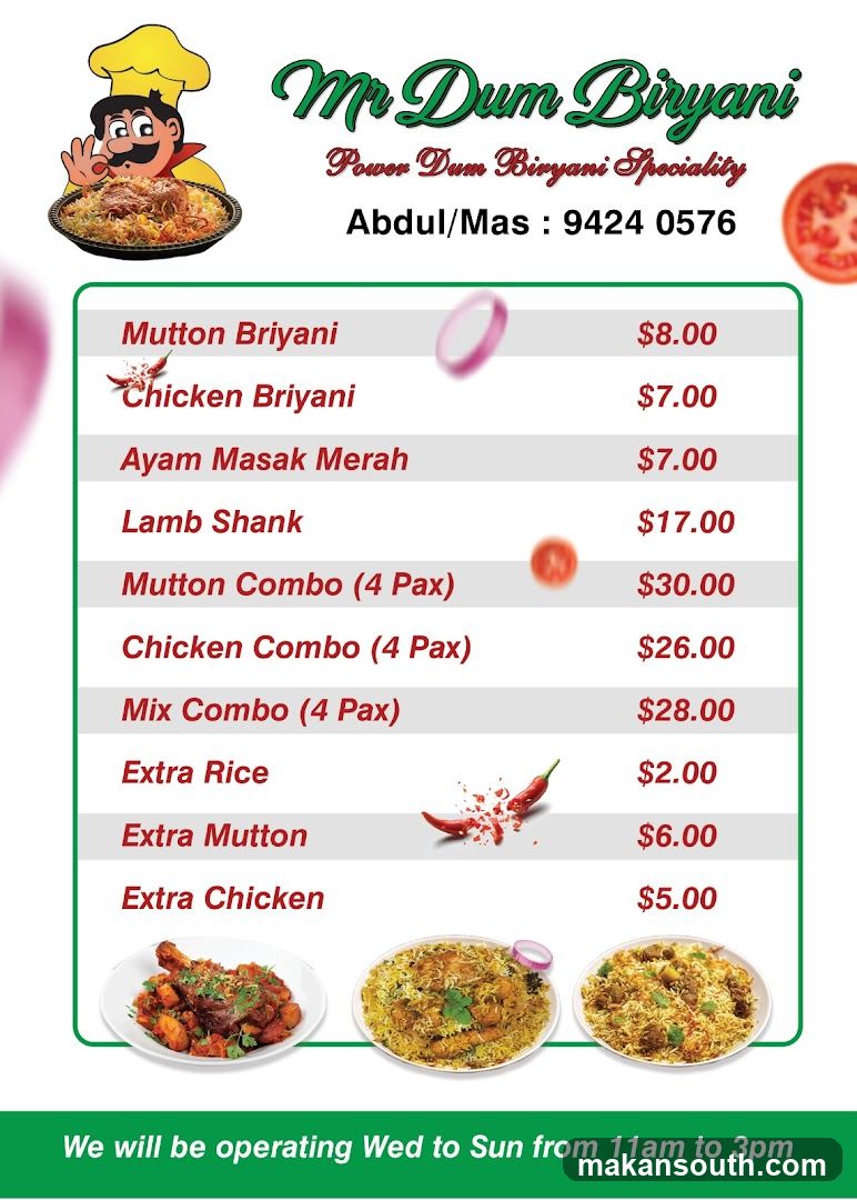 Mr Dum Biryani Menu