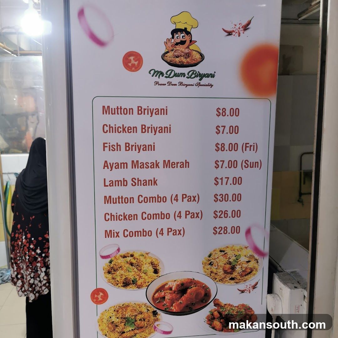 Mr Dum Biryani Menu Board
