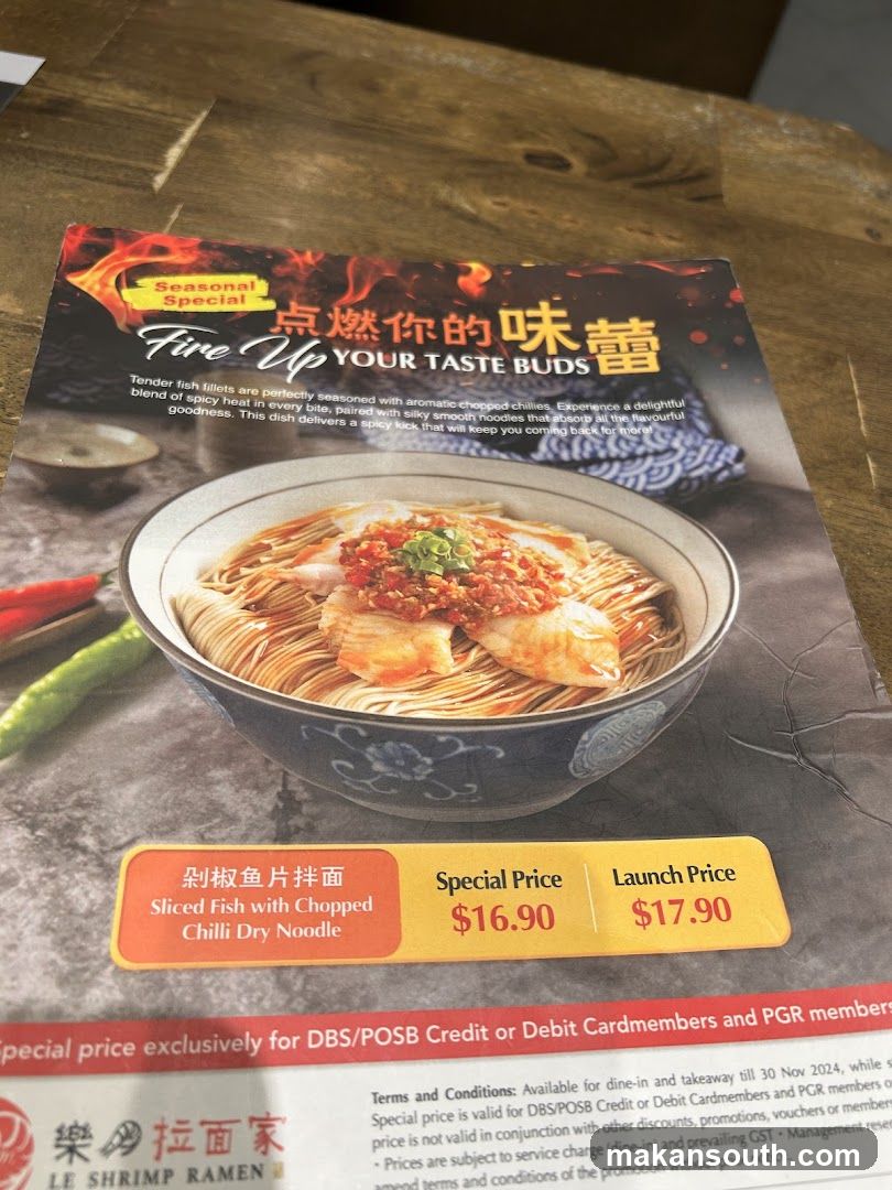 Le Shrimp Ramen Menu Page