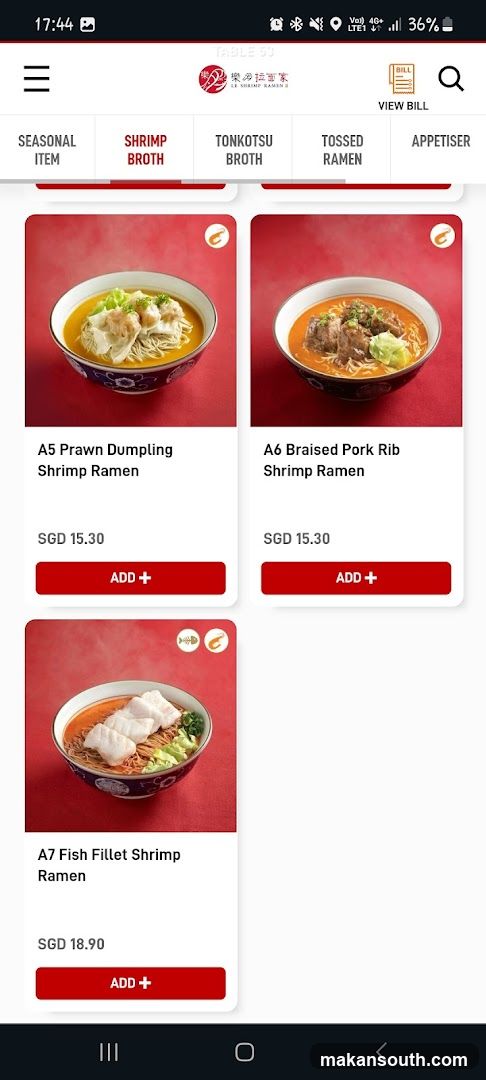 Ramen Menu Page