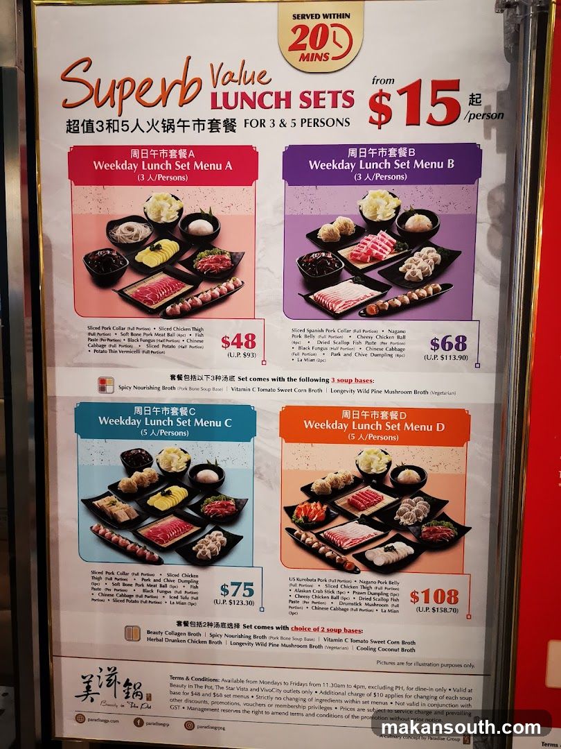 Superb Value Lunch Sets Menu