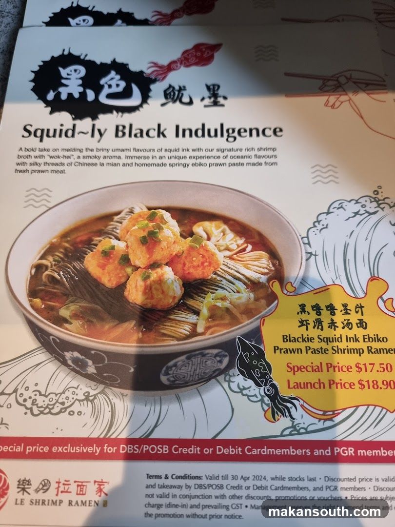 Squid Ink Ramen Menu Card