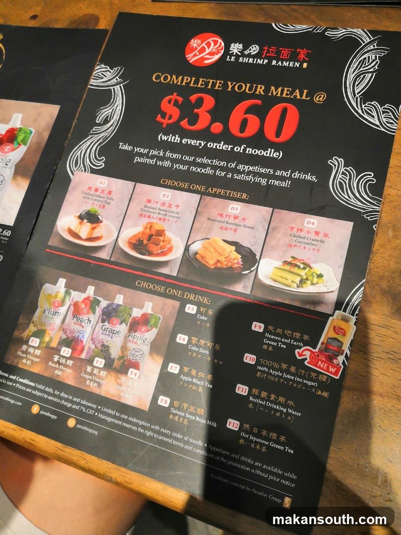 Le Shrimp Ramen Menu