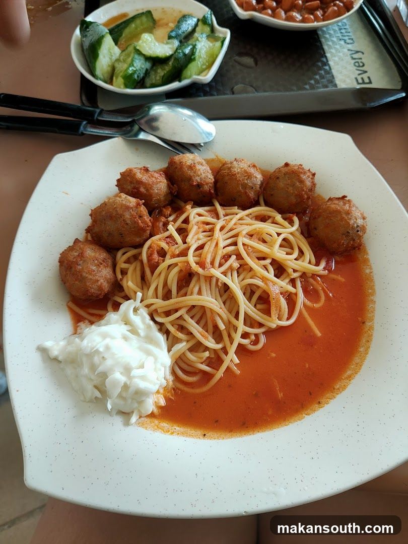 Spaghetti with Meatballs and Side Dishes