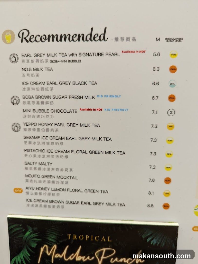 Recommended Menu