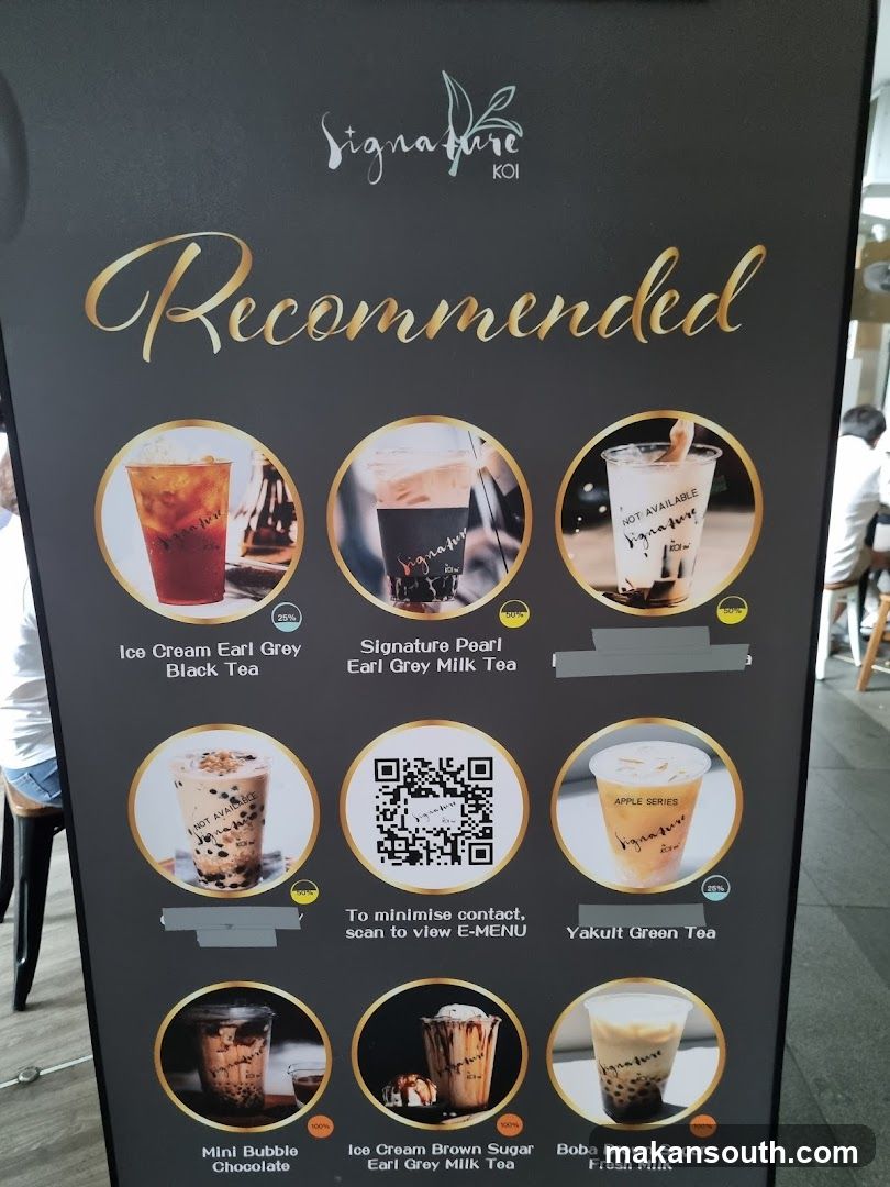 Signature Koi Recommended Menu Board