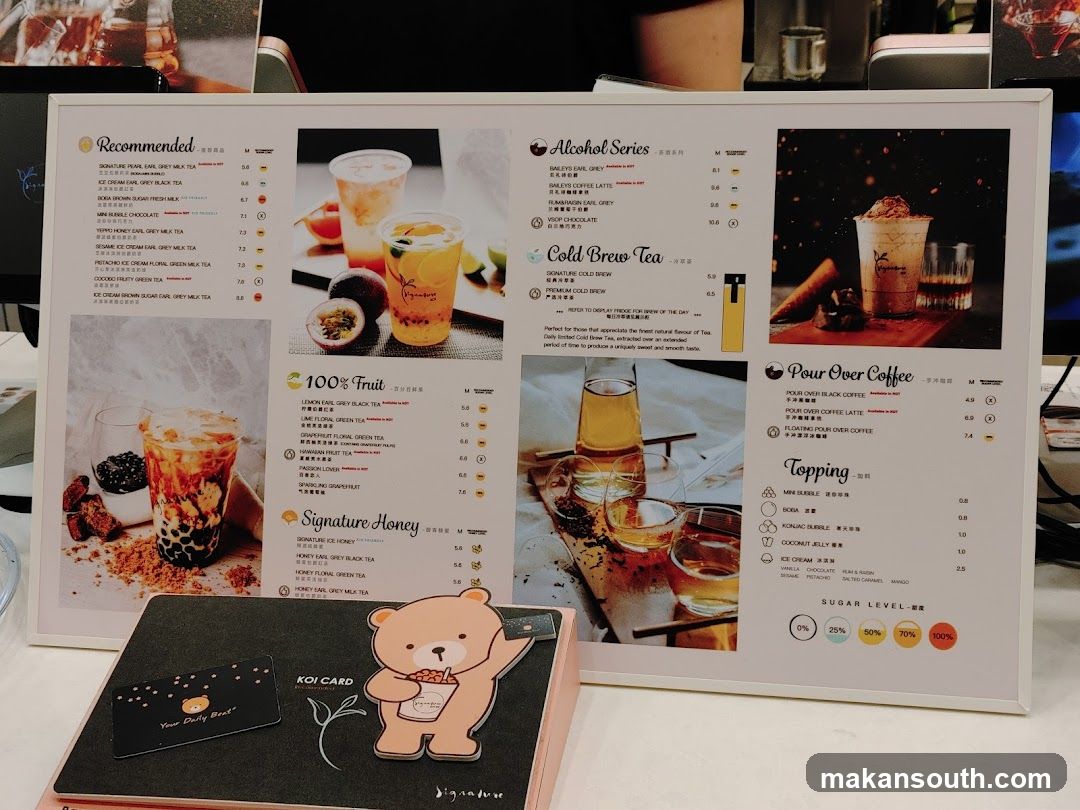 Koi Cafe Menu Display