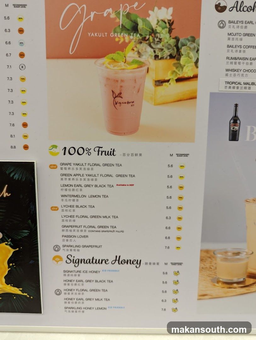 Grape & Signature Honey Menu