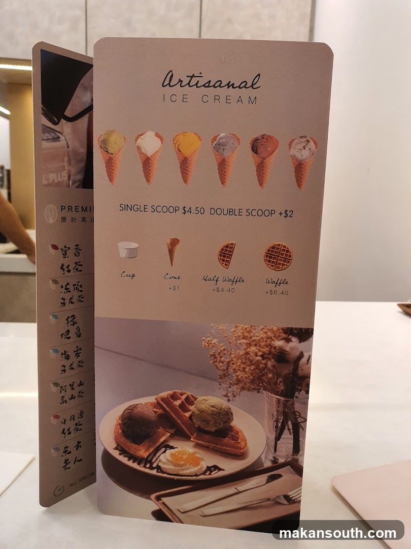 Artisanal Ice Cream Menu