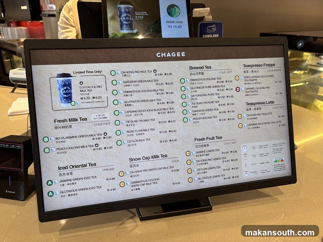 Chagee Menu Display