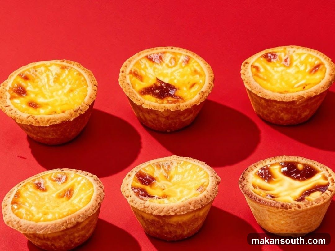 Egg Tarts on Red Background