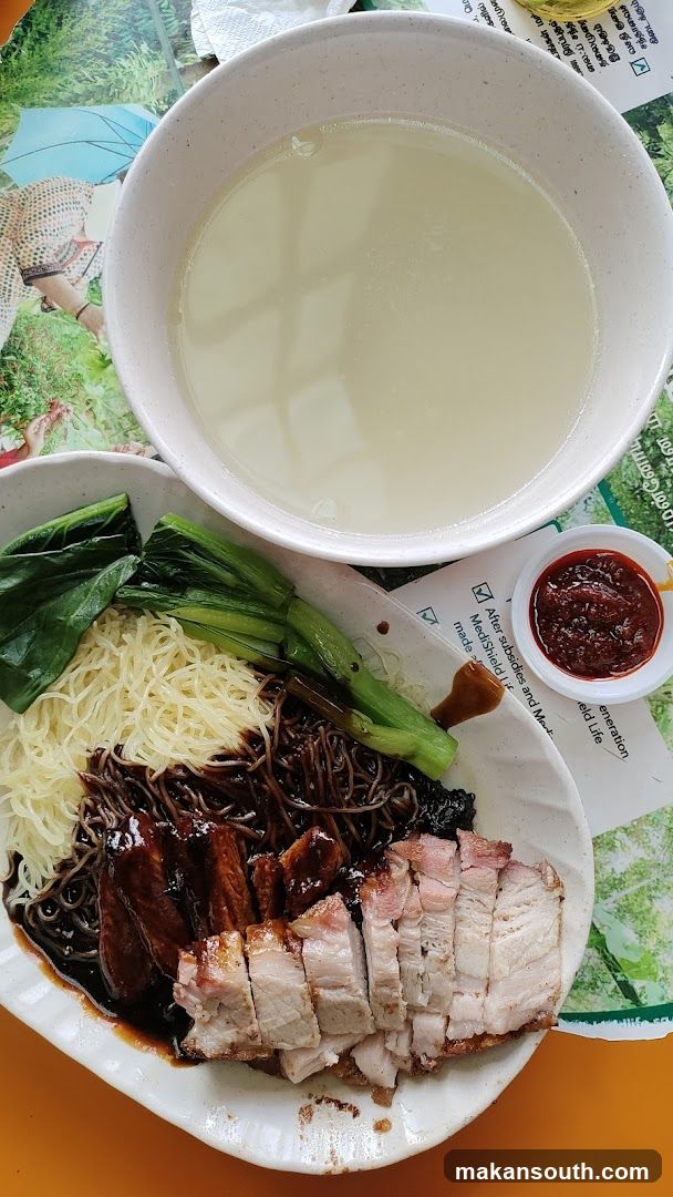 Noodle Dish with Broth and Sides