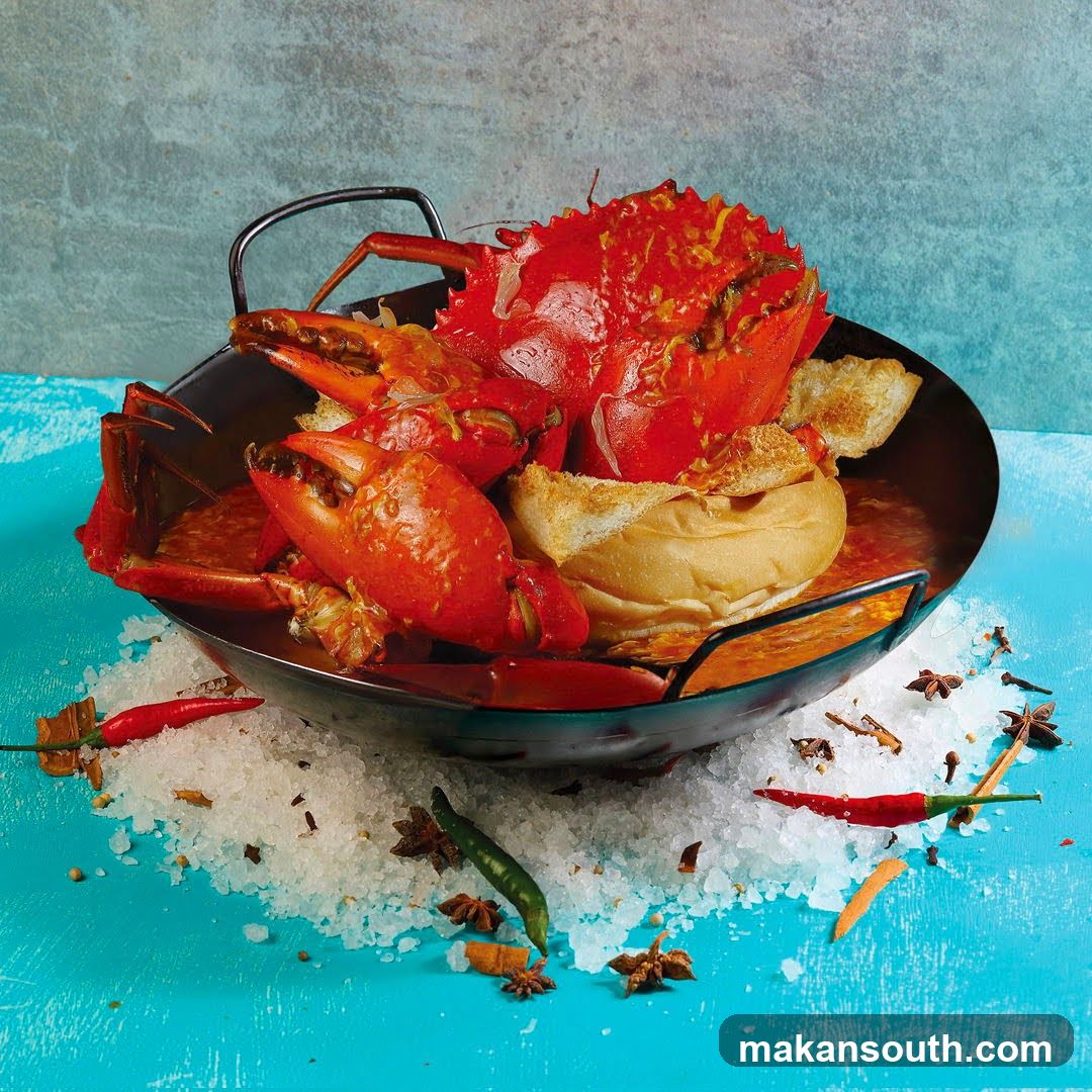Crab dish with bread and spices