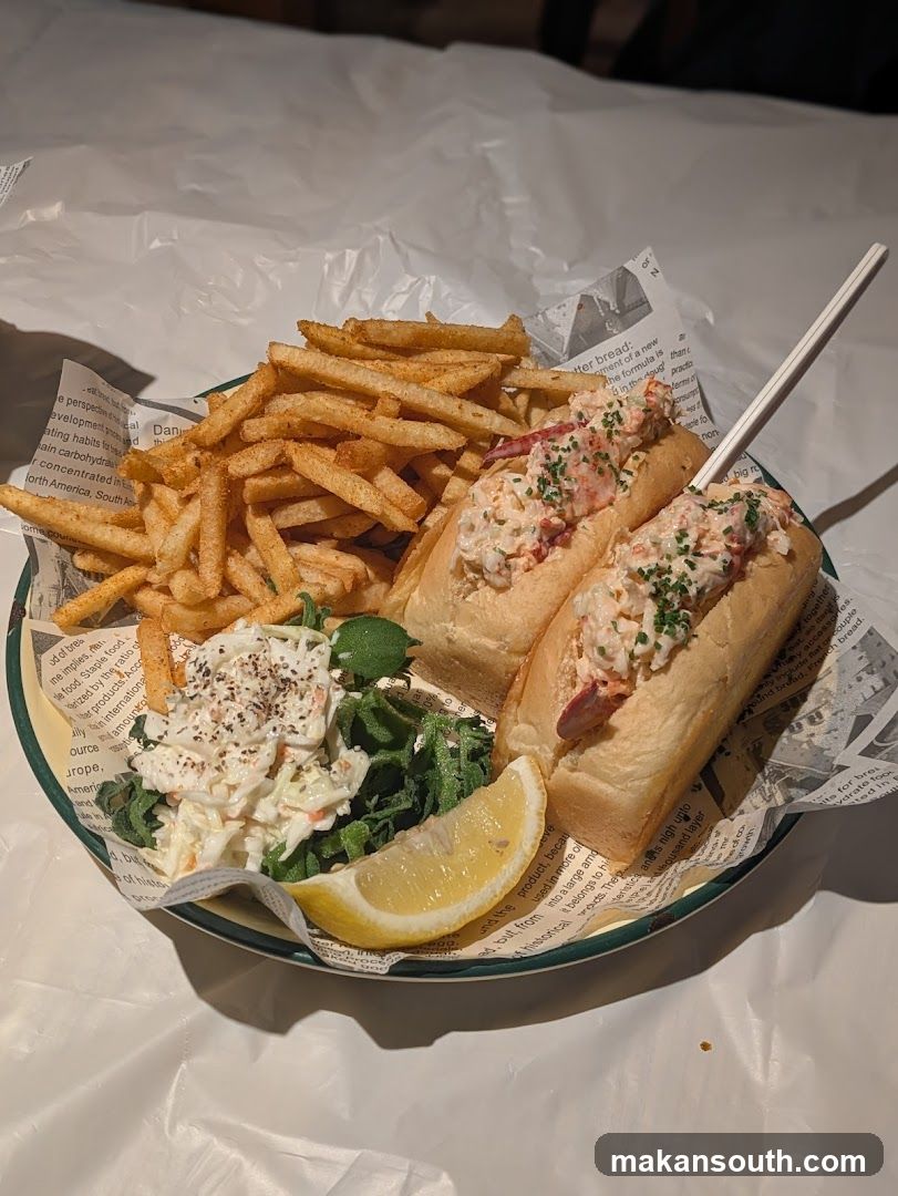 Lobster Roll with Fries and Salad