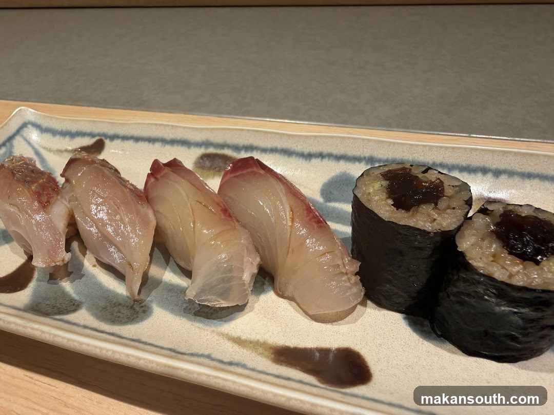 Sushi Platter with Hamachi and Fatty Tuna