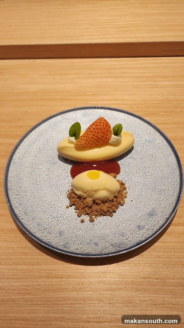 Dessert Plate with Strawberry and Cream