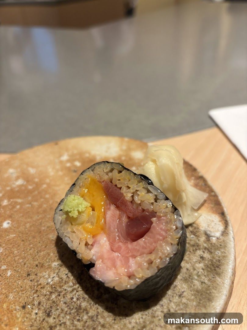 Sushi Roll with Tuna and Egg Yolk