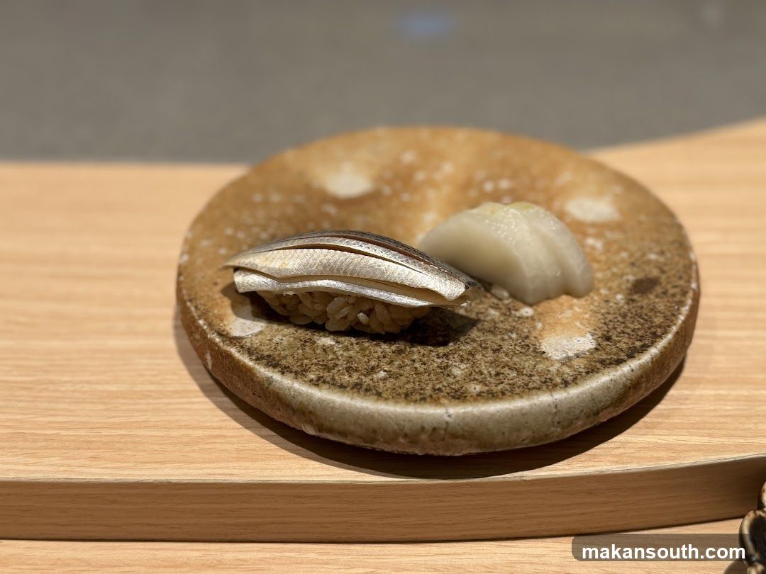 Sushi on a rustic plate