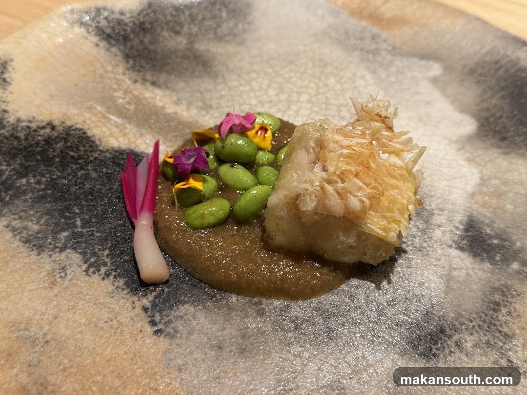 Edamame and Crispy Topping Dish