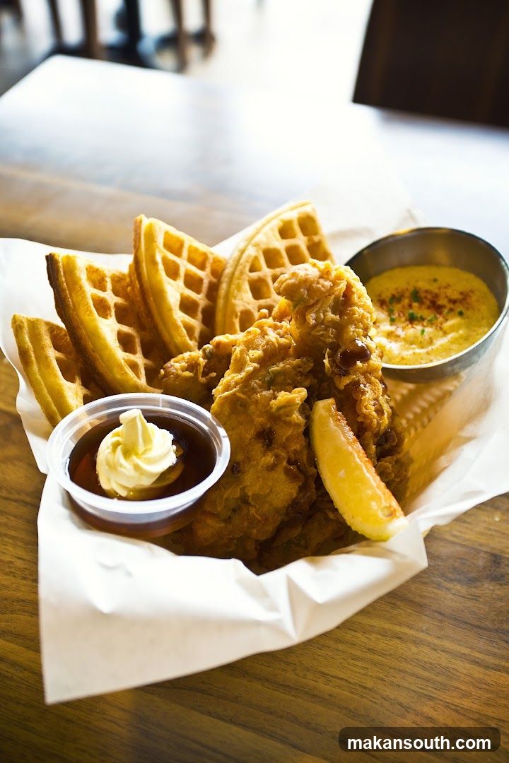 Fried Chicken and Waffles with Dips