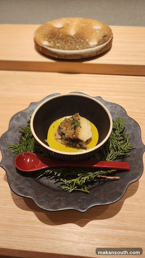 Sous-vide Fish Dish with Yellow Sauce and Garnish