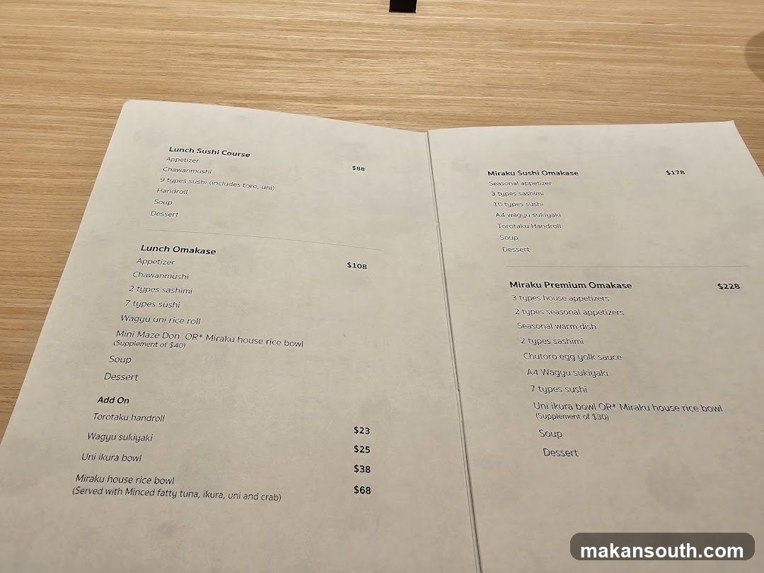 Sushi Menu Page