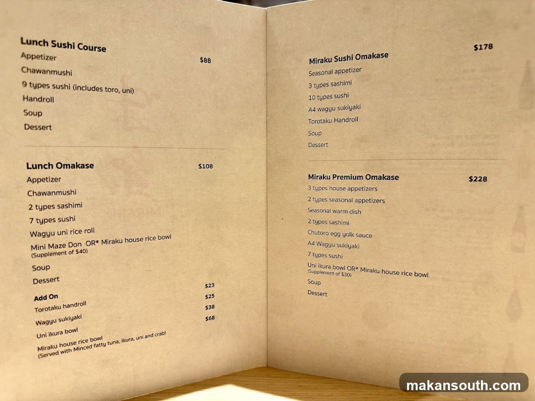 Sushi Menu Page