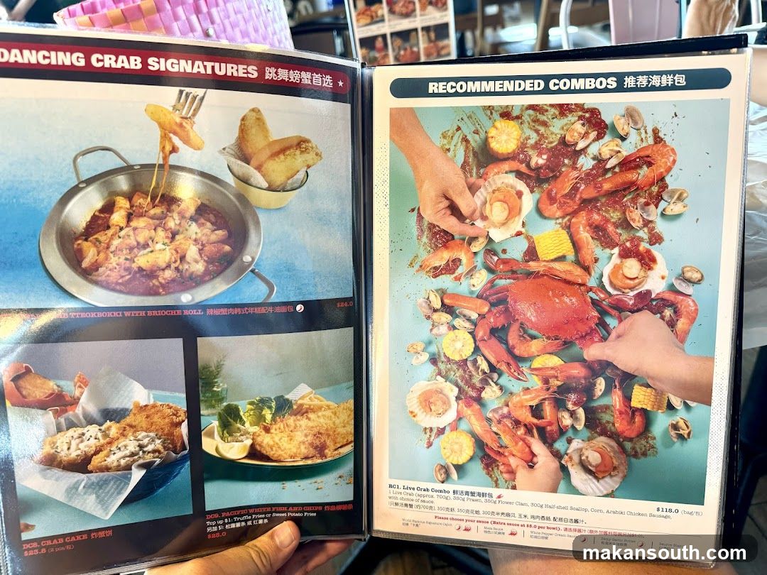 Dancing Crab Signatures & Recommended Combos Menu