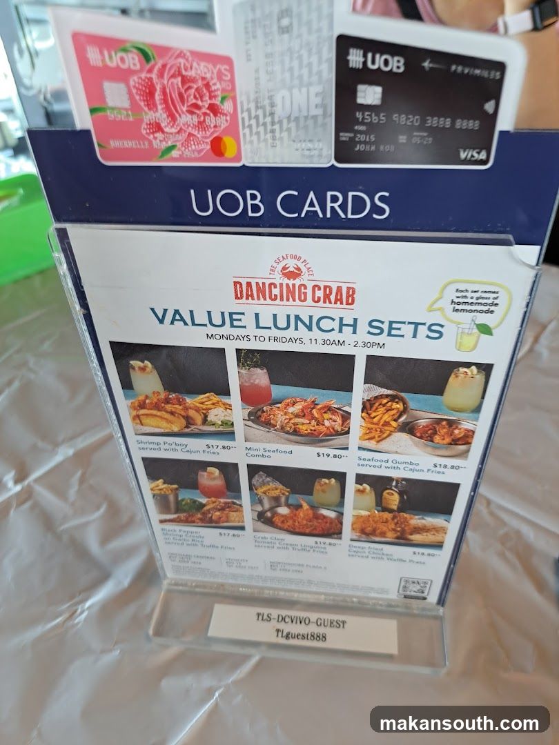 Dancing Crab Value Lunch Sets Menu Stand
