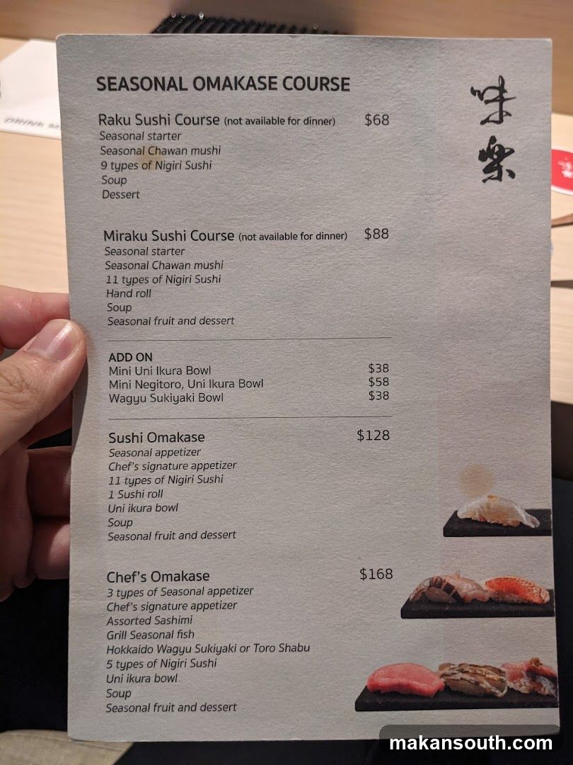 Seasonal Omakase Course Menu