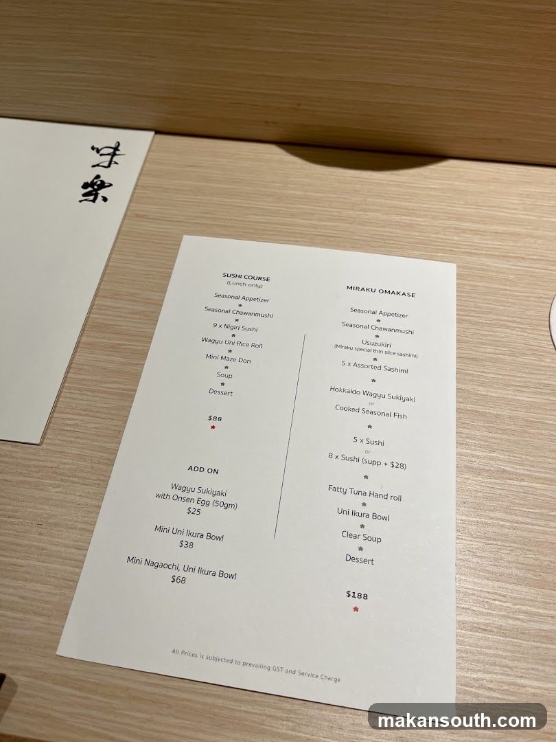Sushi Course & Omakase Menu