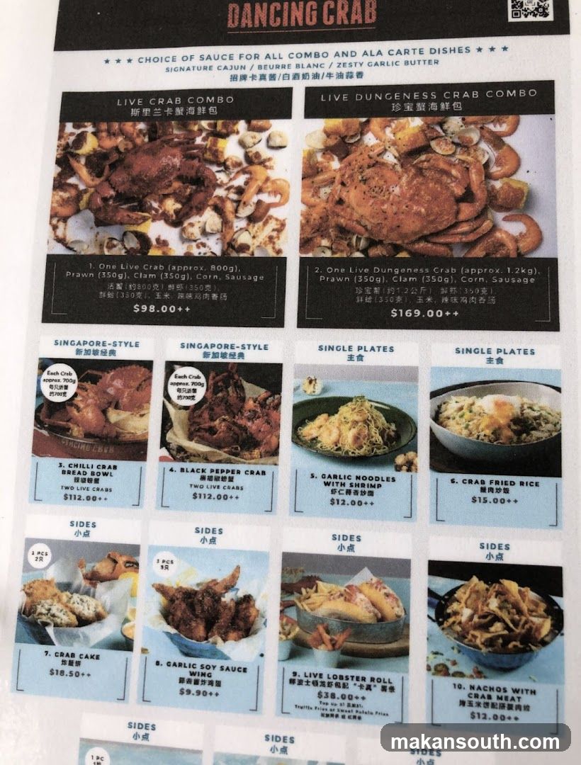 Dancing Crab Menu