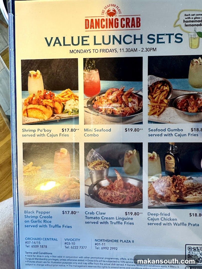 Dancing Crab Value Lunch Sets Menu