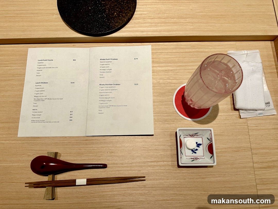 Lunch Menu Display on Wooden Table