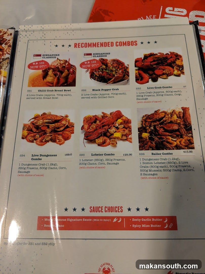 Seafood Menu Page