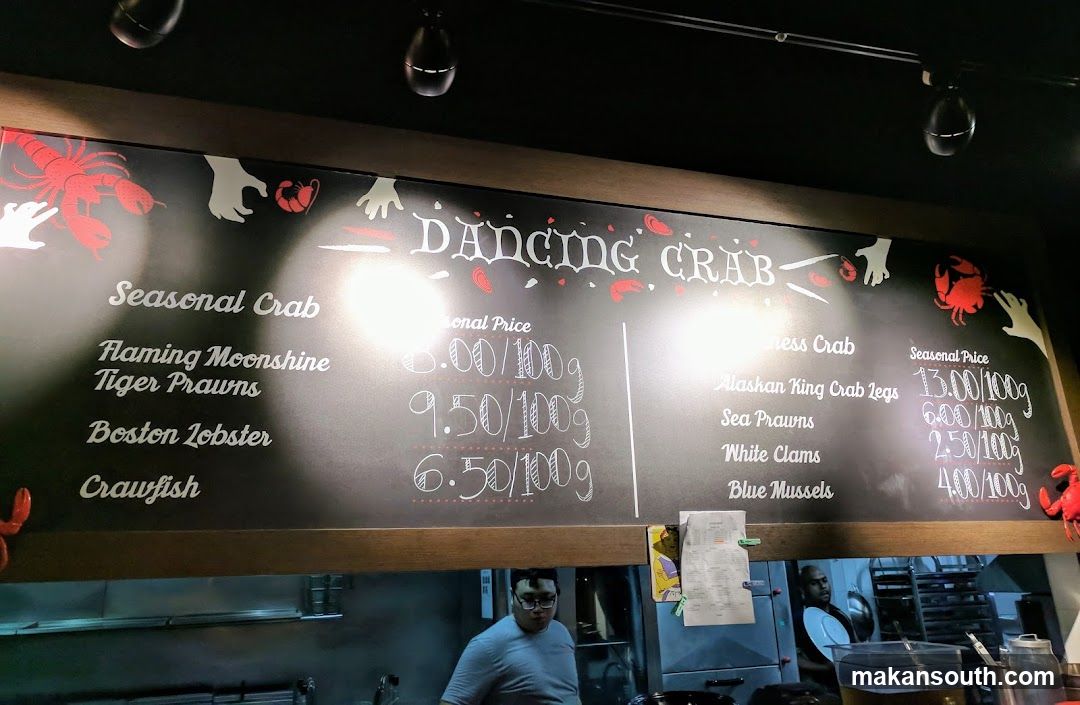 Dancing Crab Menu Board