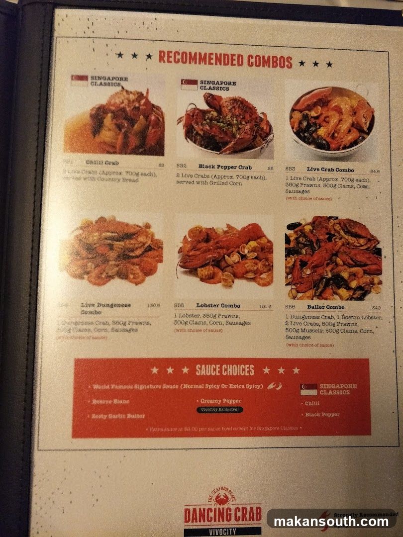 Dancing Crab Vivicity Menu Page