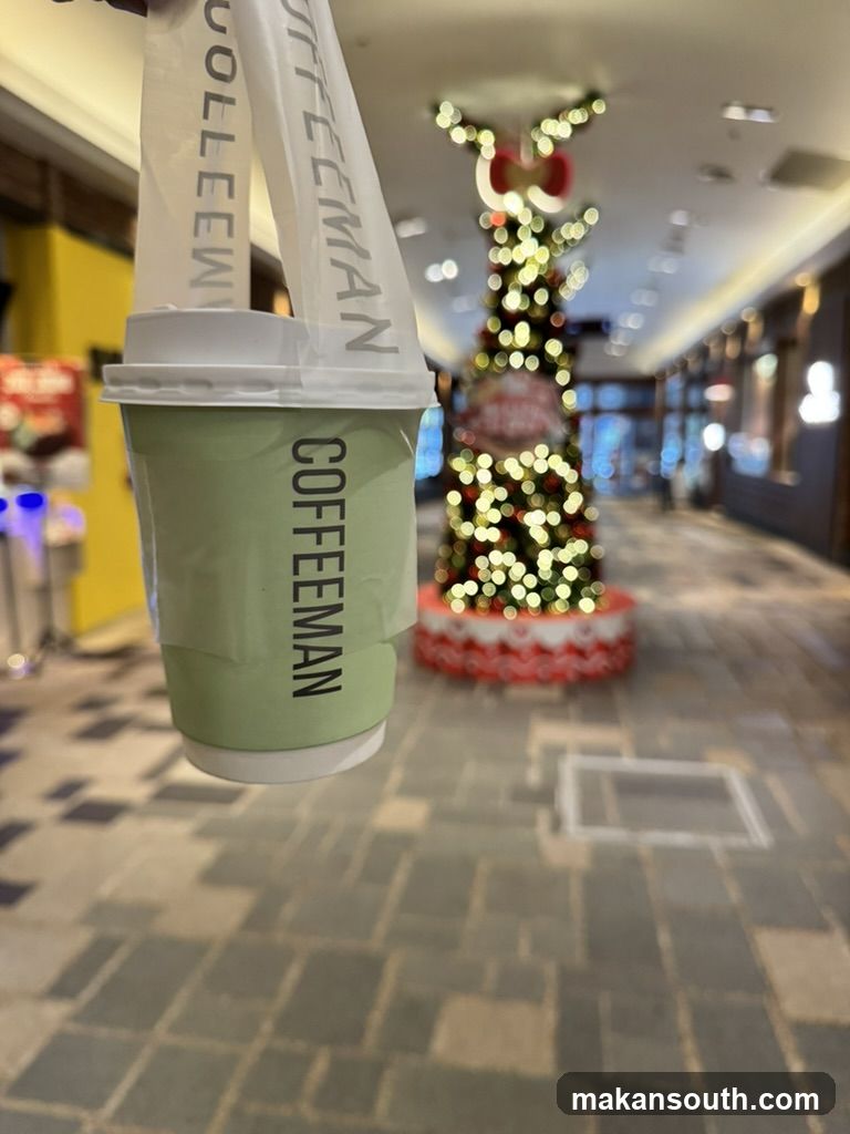 Coffee Cup with Christmas Background