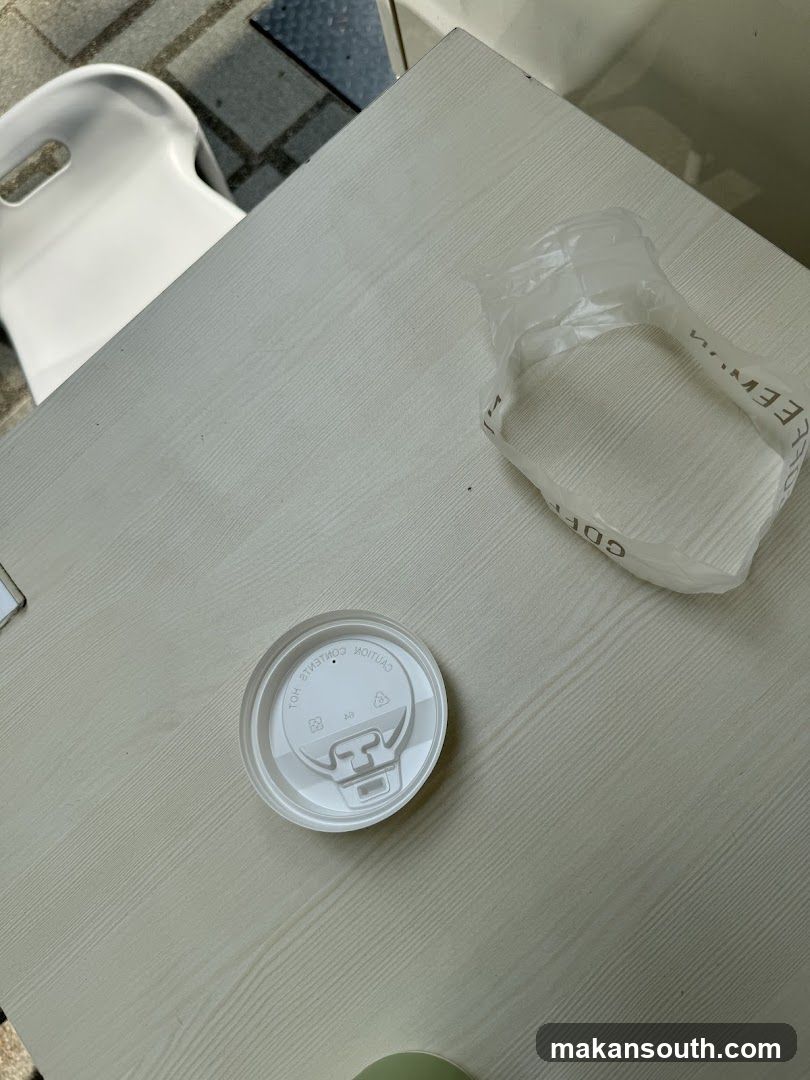 Table with plastic items