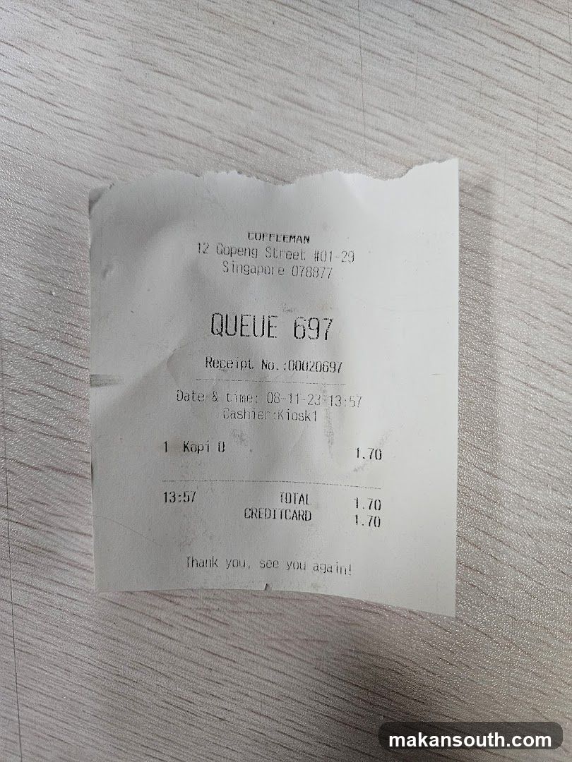 Receipt from Coffee Bean & Tea Leaf