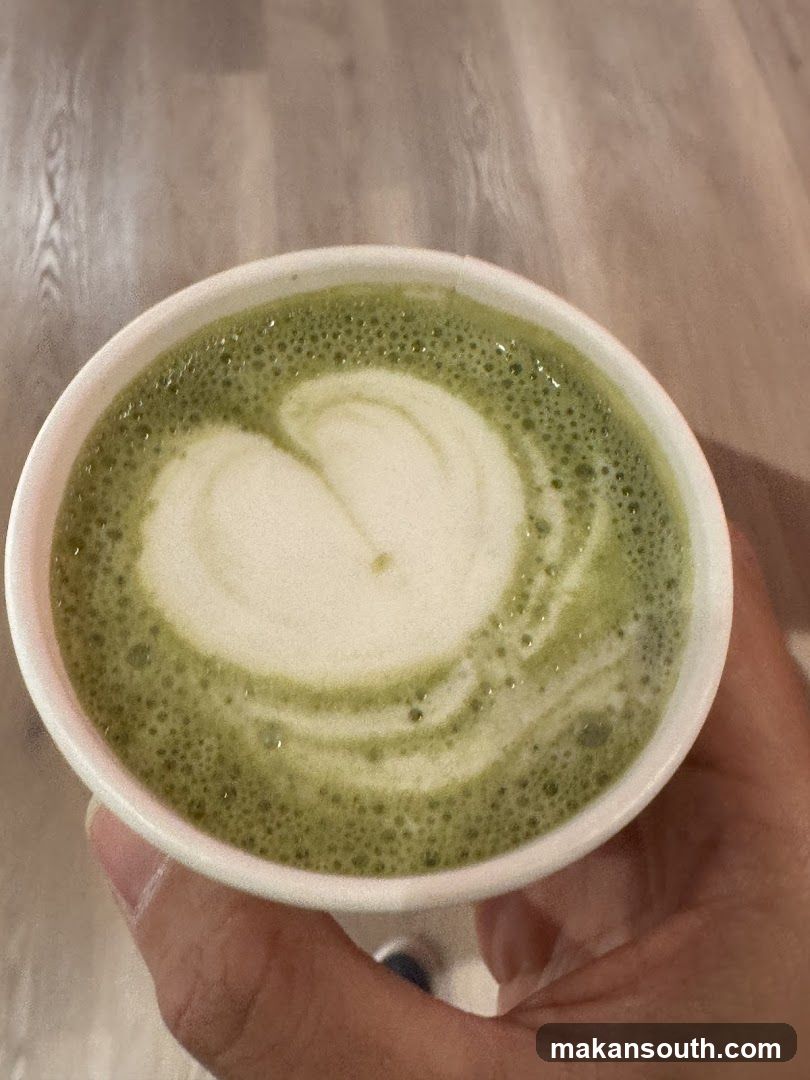 Matcha Latte with Heart Art