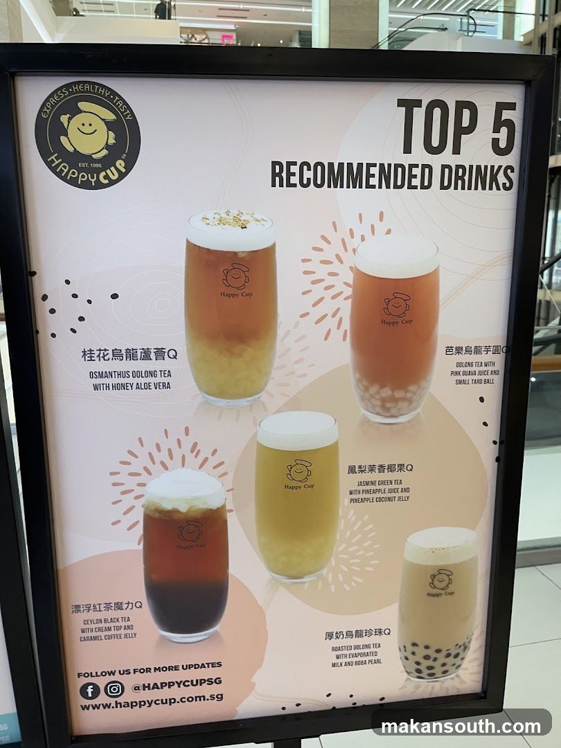 Happy Cup Top 5 Recommended Drinks Signage