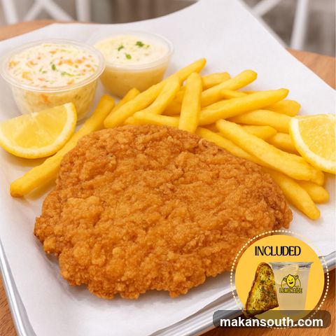 Breaded Cutlet with Fries and Sauces