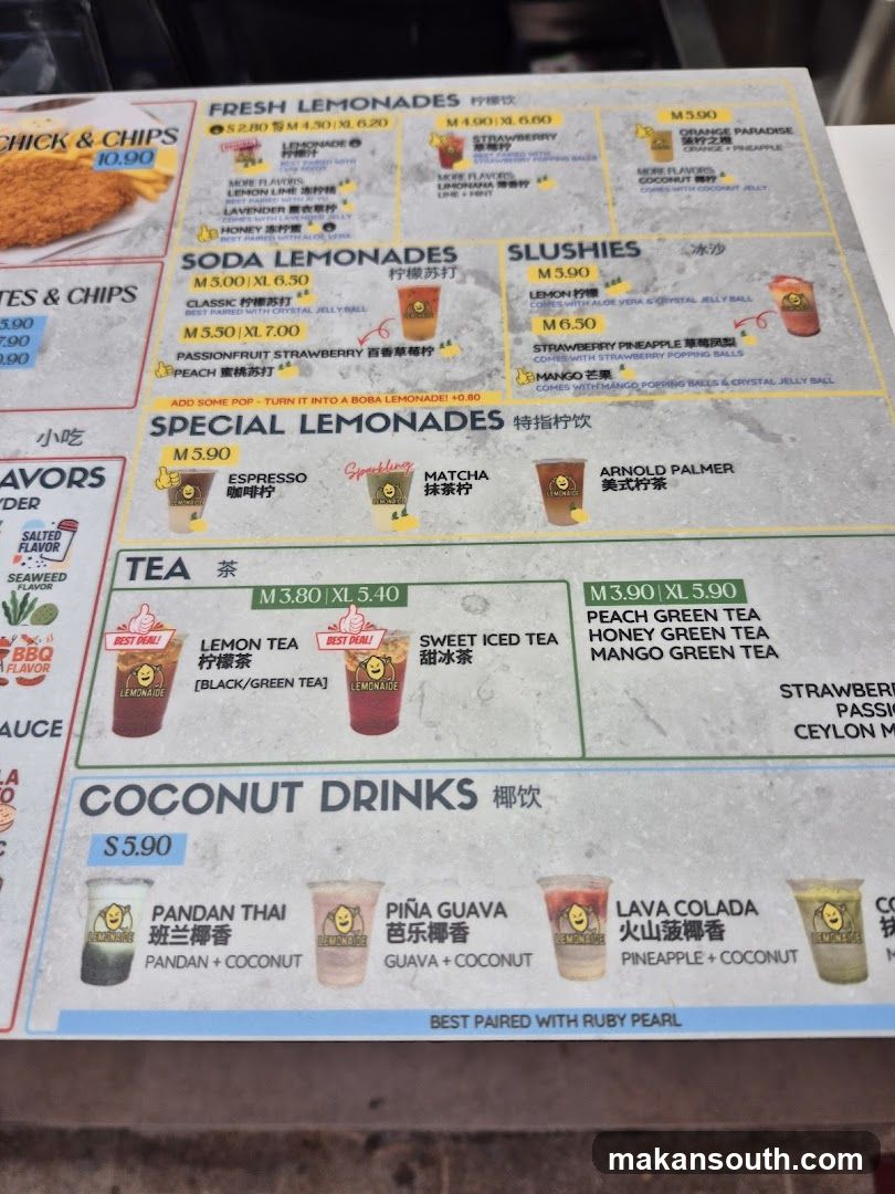 Fresh Lemonades & Drinks Menu