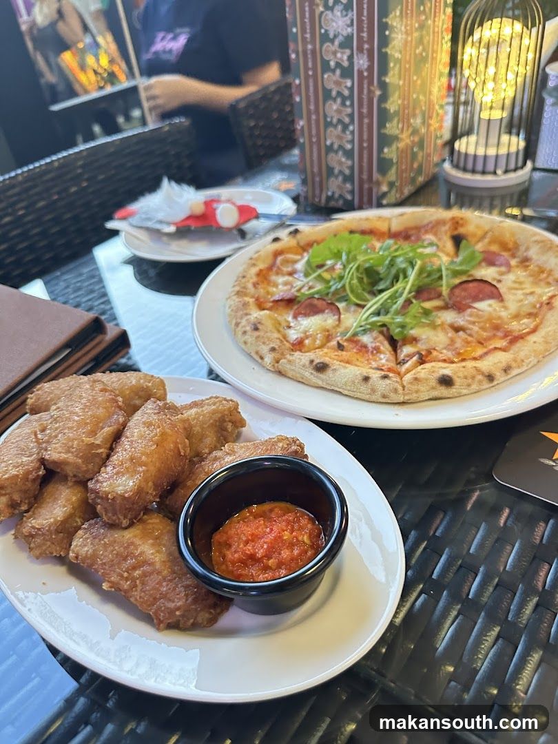 Food at a restaurant table