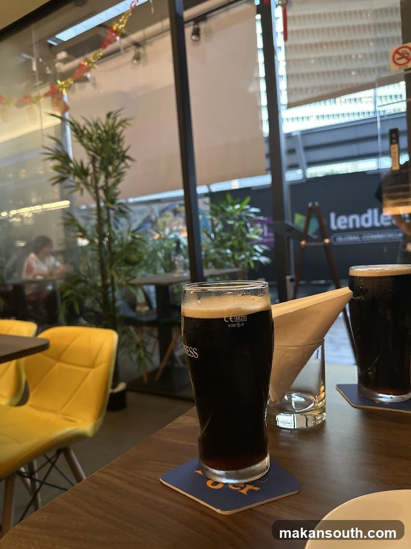 Dark Beer in a Modern Cafe Interior