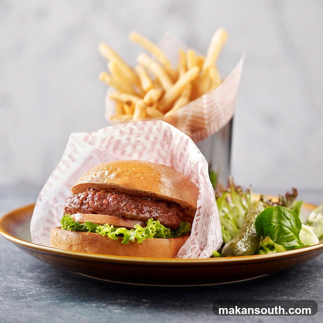 Burger, Fries, and Salad